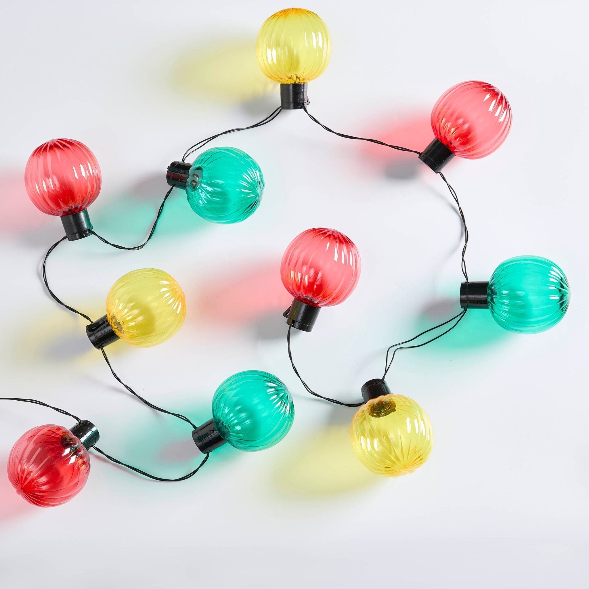 10 Indoor/Outdoor Fiesta Colourful String Lights (Battery Powered) - Multicoloured