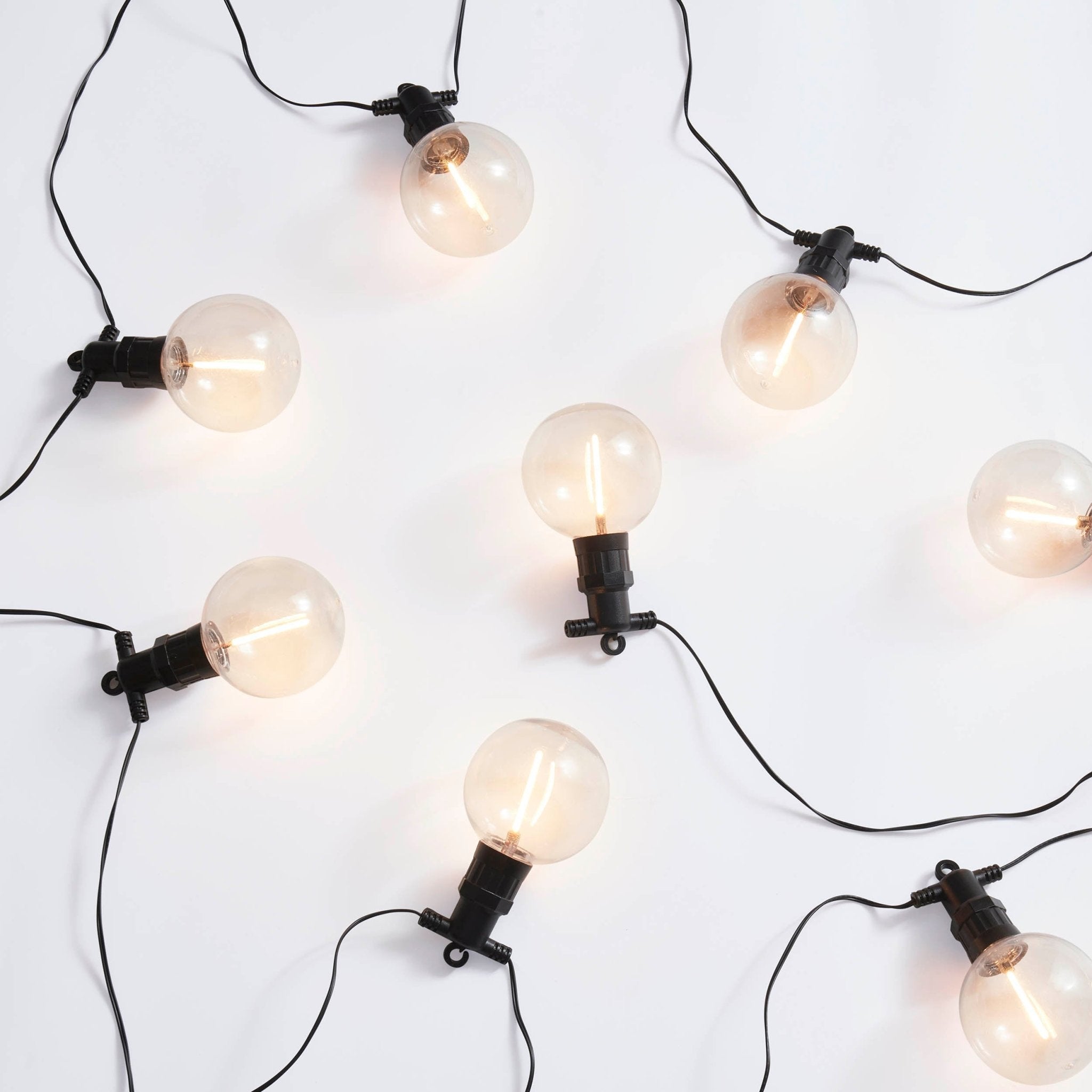 10 Indoor/Outdoor Festoon String Lights - Mains Powered, White, 10 Bulbs