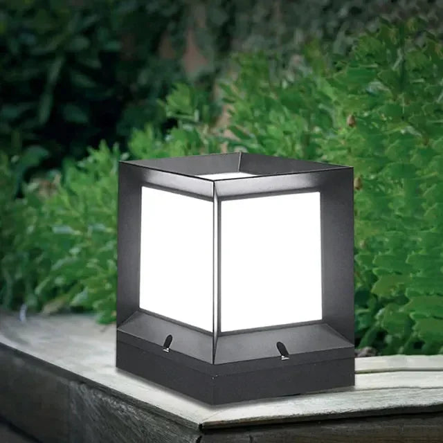 Modern Outdoor Lamp Sleek Aluminum Cube Light Fixture For Garden Terrace And Pathway Illumination