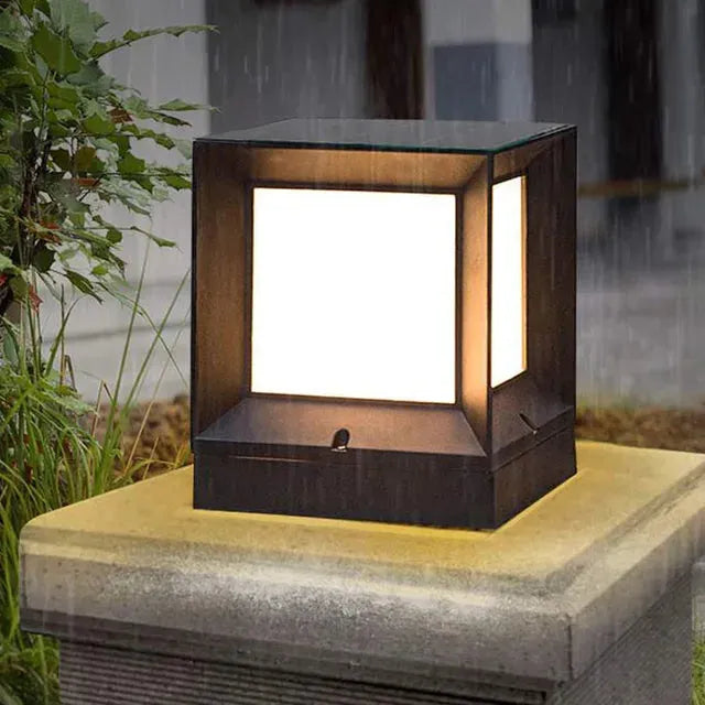 Modern Outdoor Lamp Sleek Aluminum Cube Light Fixture For Garden Terrace And Pathway Illumination