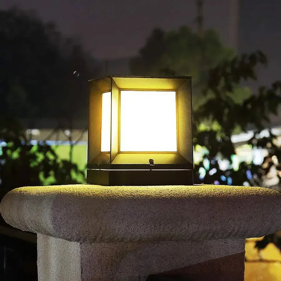 Modern Outdoor Lamp Sleek Aluminum Cube Light Fixture For Garden Terrace And Pathway Illumination
