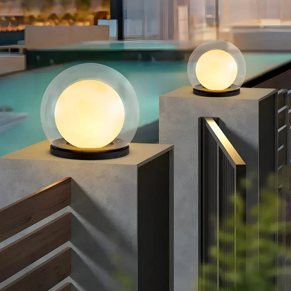 Modern Solar Pillar Lamp - Weatherproof Dual-Layer Garden Light