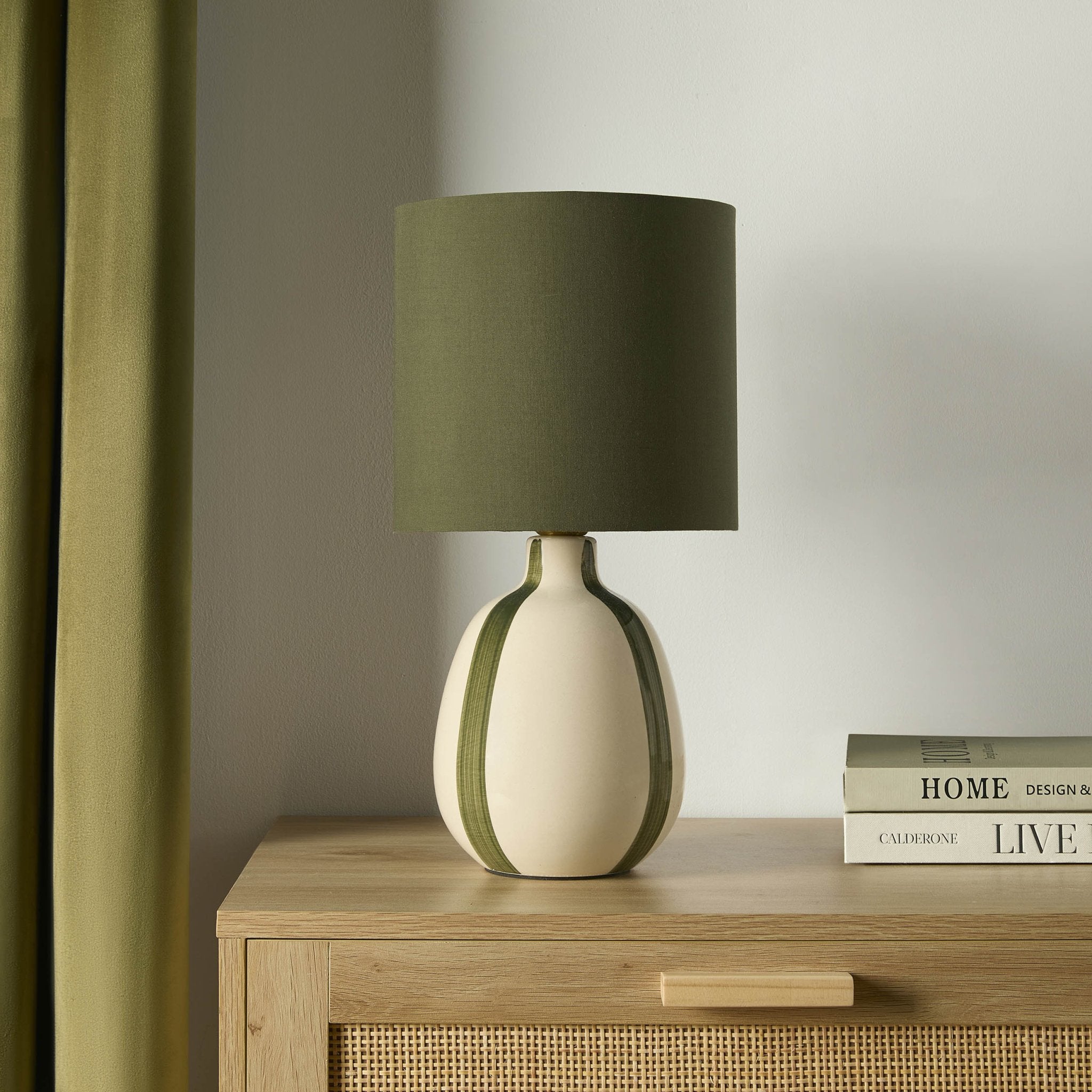 Cassie Striped Table Lamp - Cream/Green