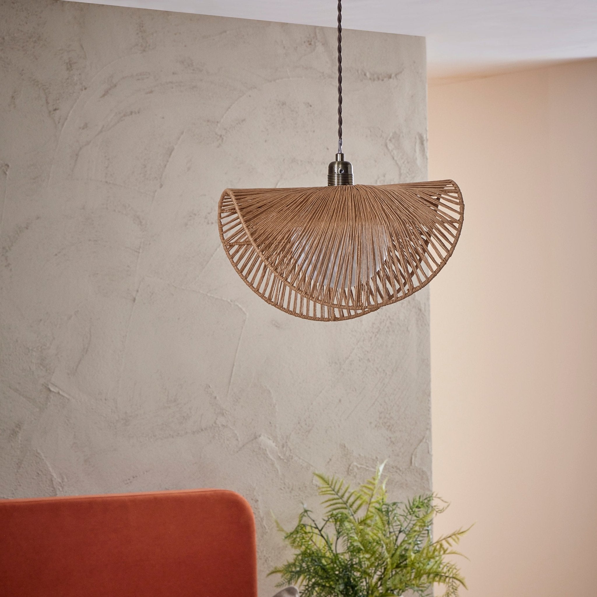 Rattan Ceiling Shade Easy-Fit | Stylish Modern Lighting | Gold Base | Home Decor