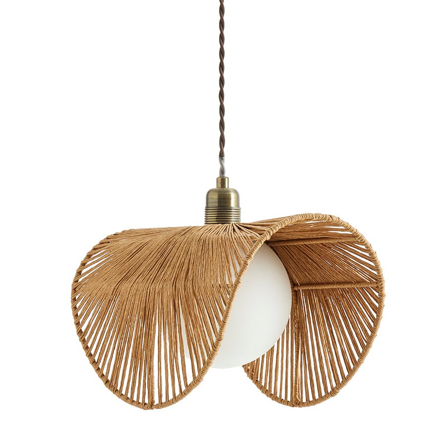 Rattan Ceiling Shade Easy-Fit | Stylish Modern Lighting | Gold Base | Home Decor
