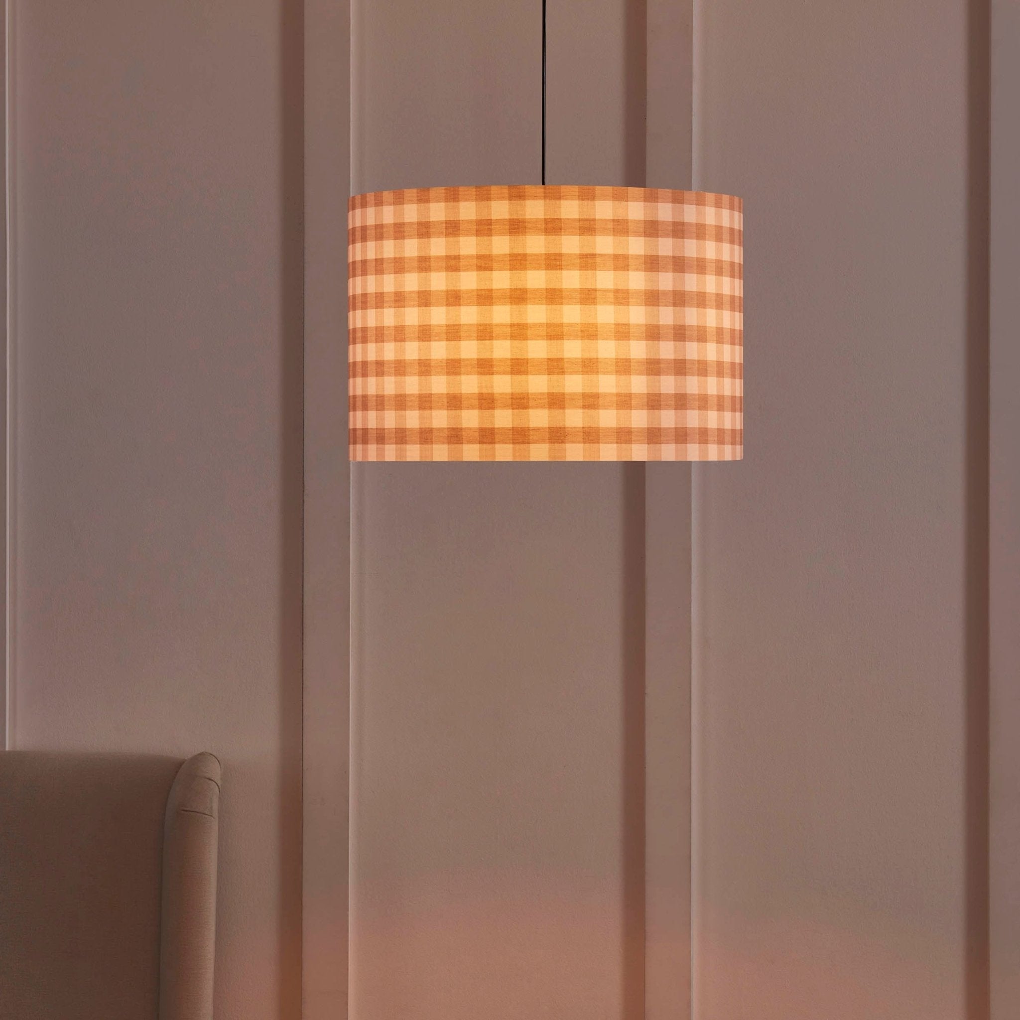 Gabriella Gingham Ceiling Shade - Natural - Martlaz