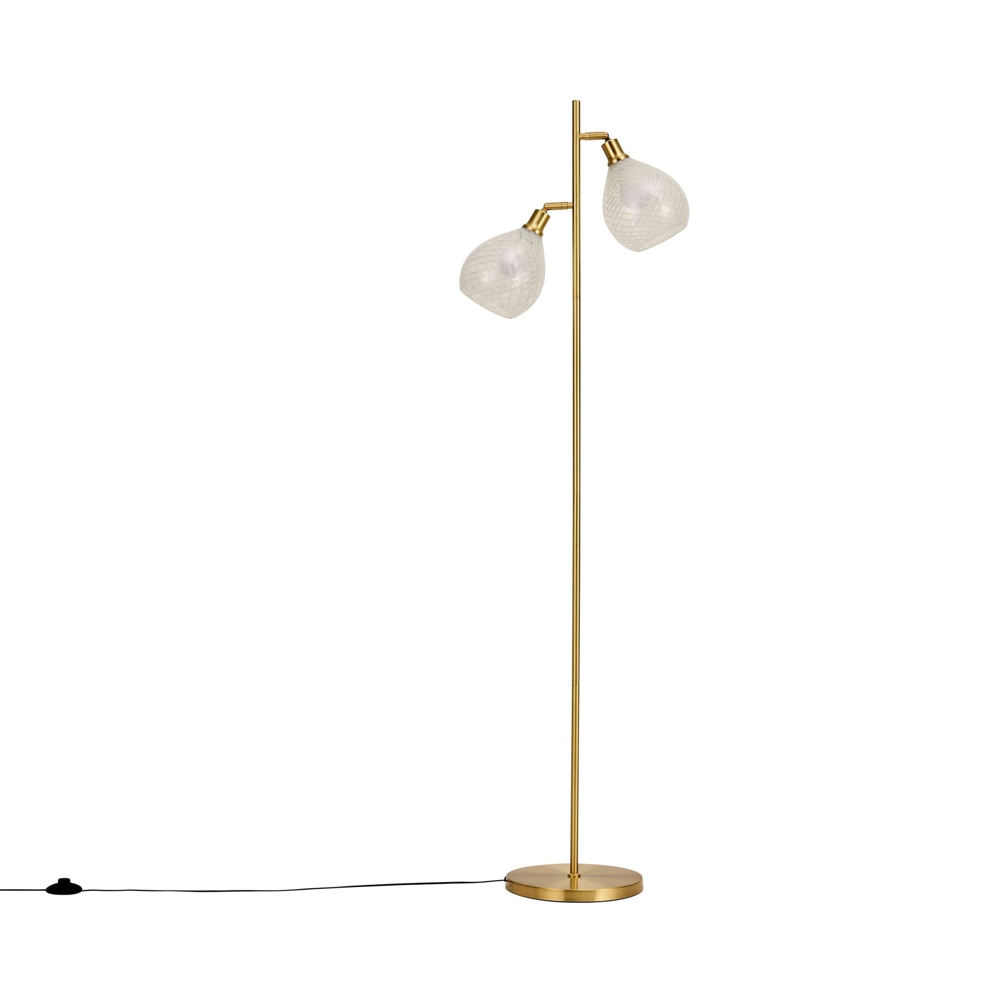 Layla Glass Shade Floor Lamp - Gold - Martlaz