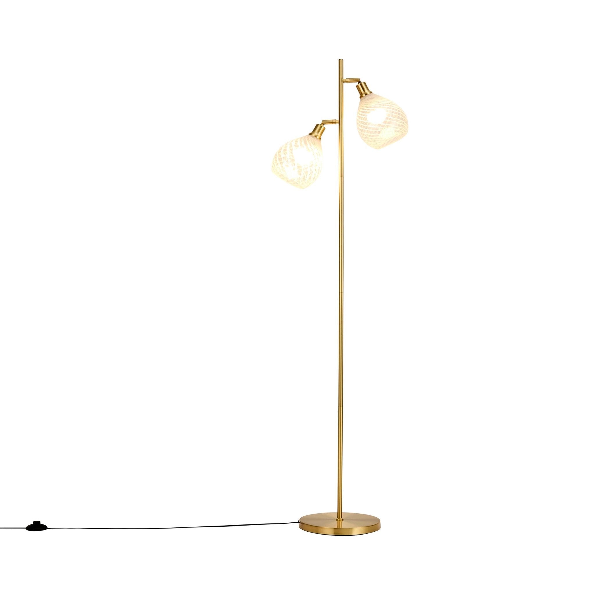 Layla Glass Shade Floor Lamp - Gold - Martlaz