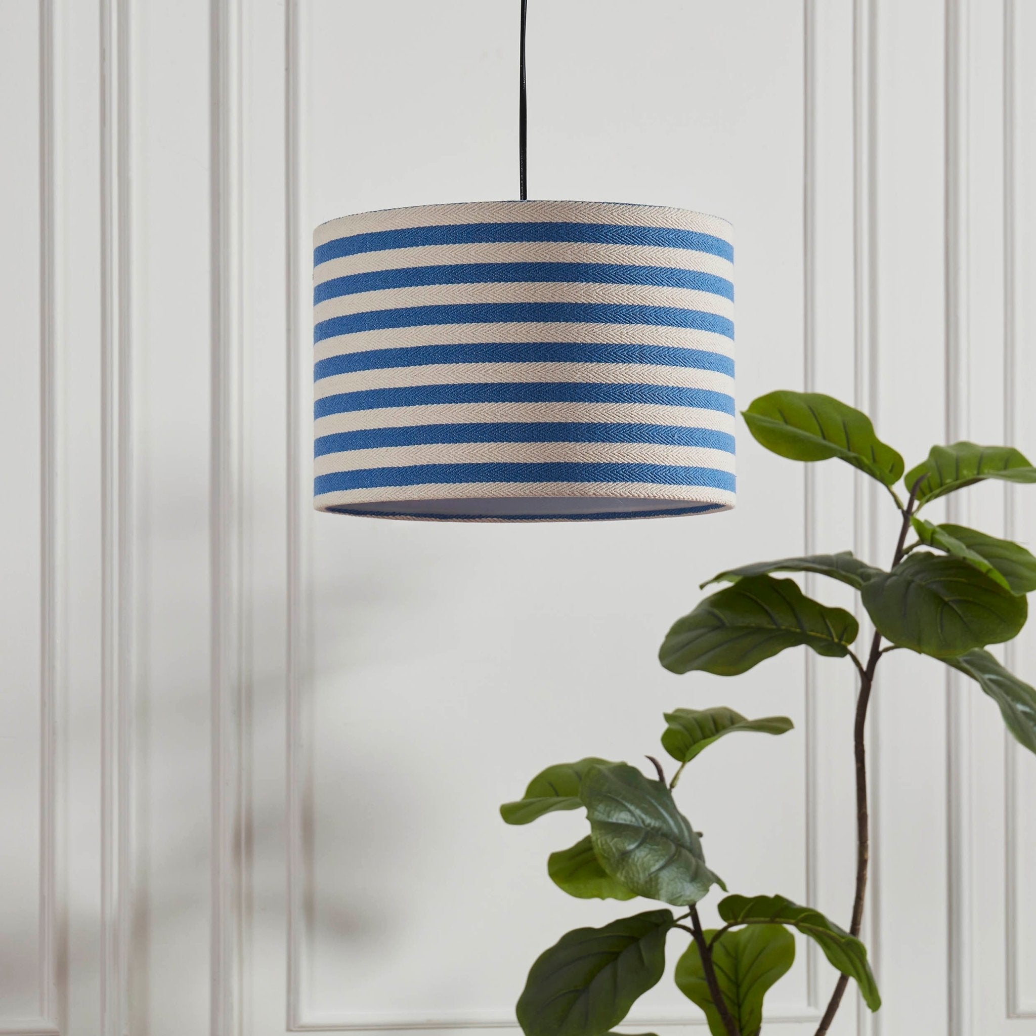 Striped Ceiling Shade Coastal Charm Blue White Textured Fabric