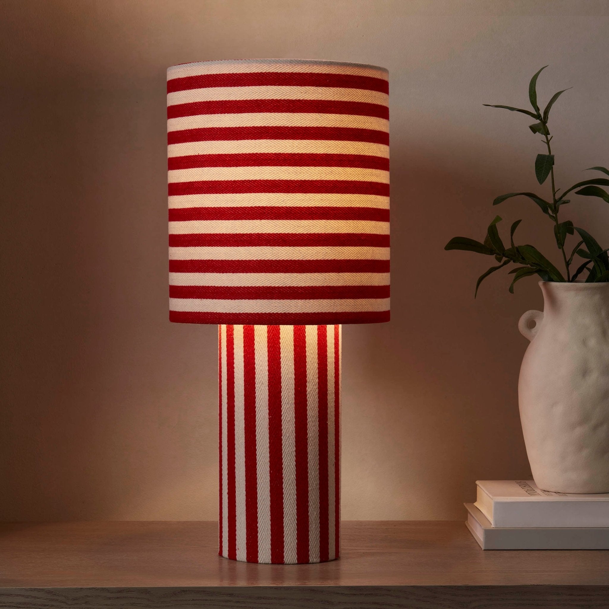 Striped Table Lamp Red White - Bold Design For Vibrant Room Lighting