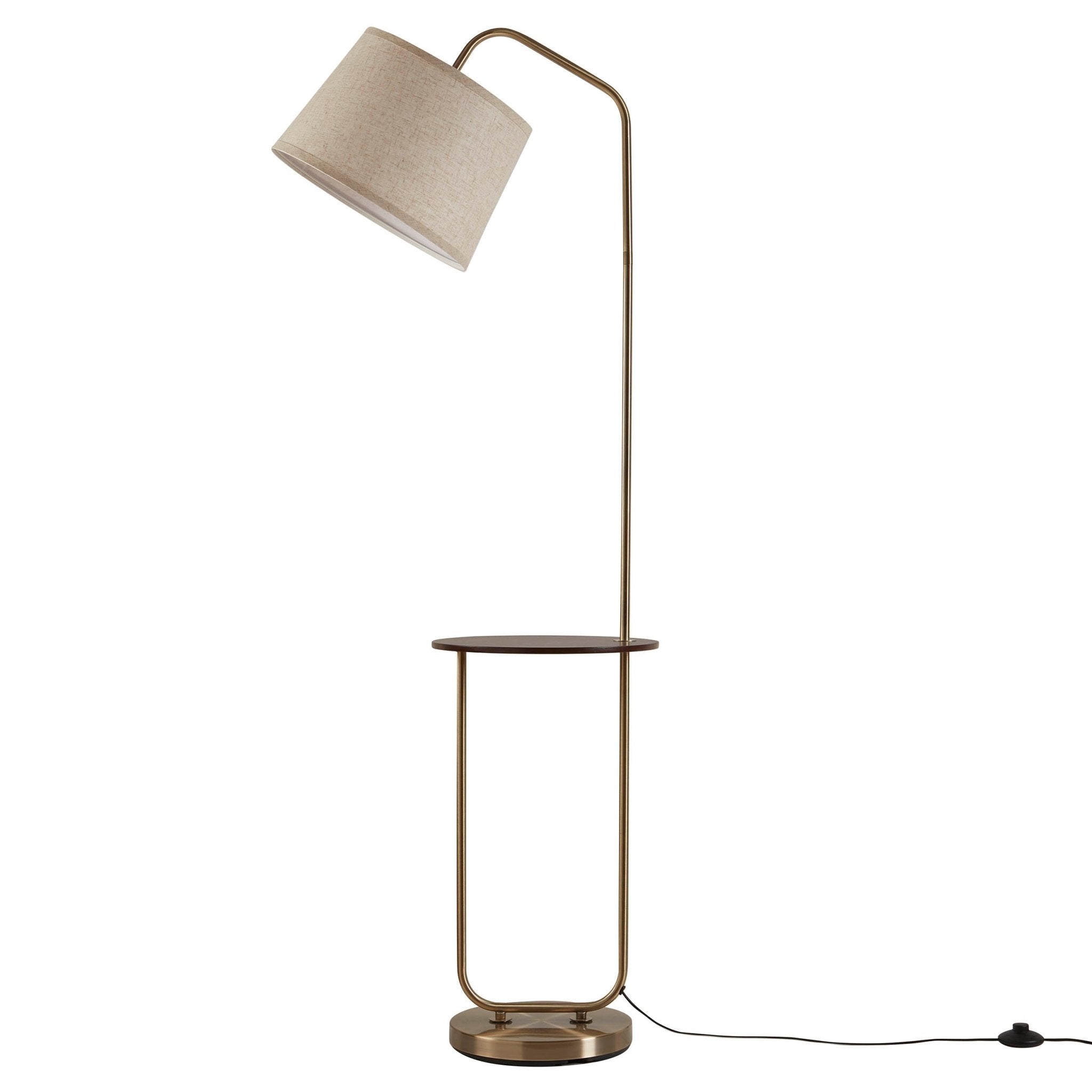 Orianna Floor Lamp With Side Table - Gold