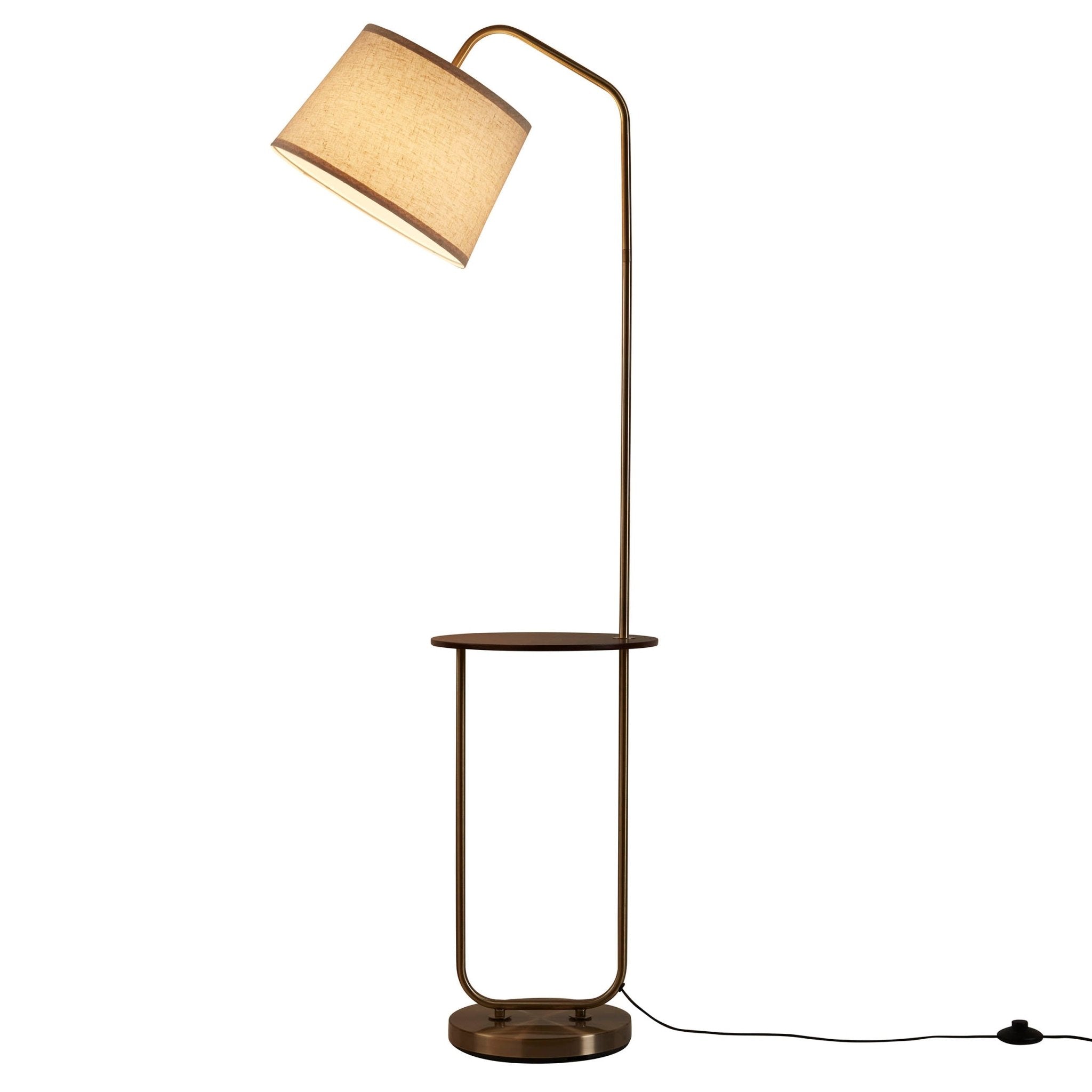 Orianna Floor Lamp With Side Table - Gold