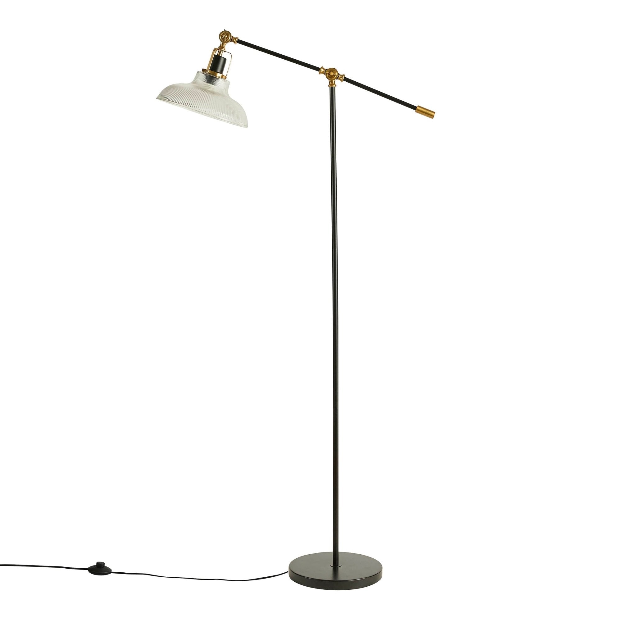 Rita Glass Shade Adjustable Floor Lamp - Black - Martlaz