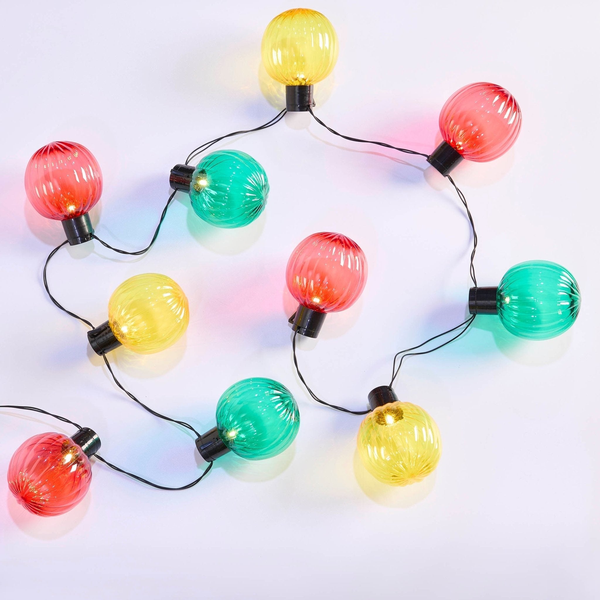 10 Indoor/Outdoor Fiesta Colourful String Lights (Battery Powered) - Multicoloured