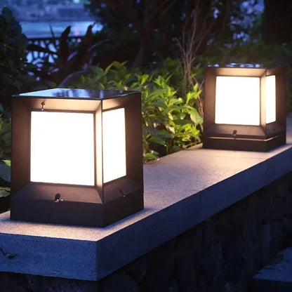Modern Outdoor Lamp Sleek Aluminum Cube Light Fixture For Garden Terrace And Pathway Illumination