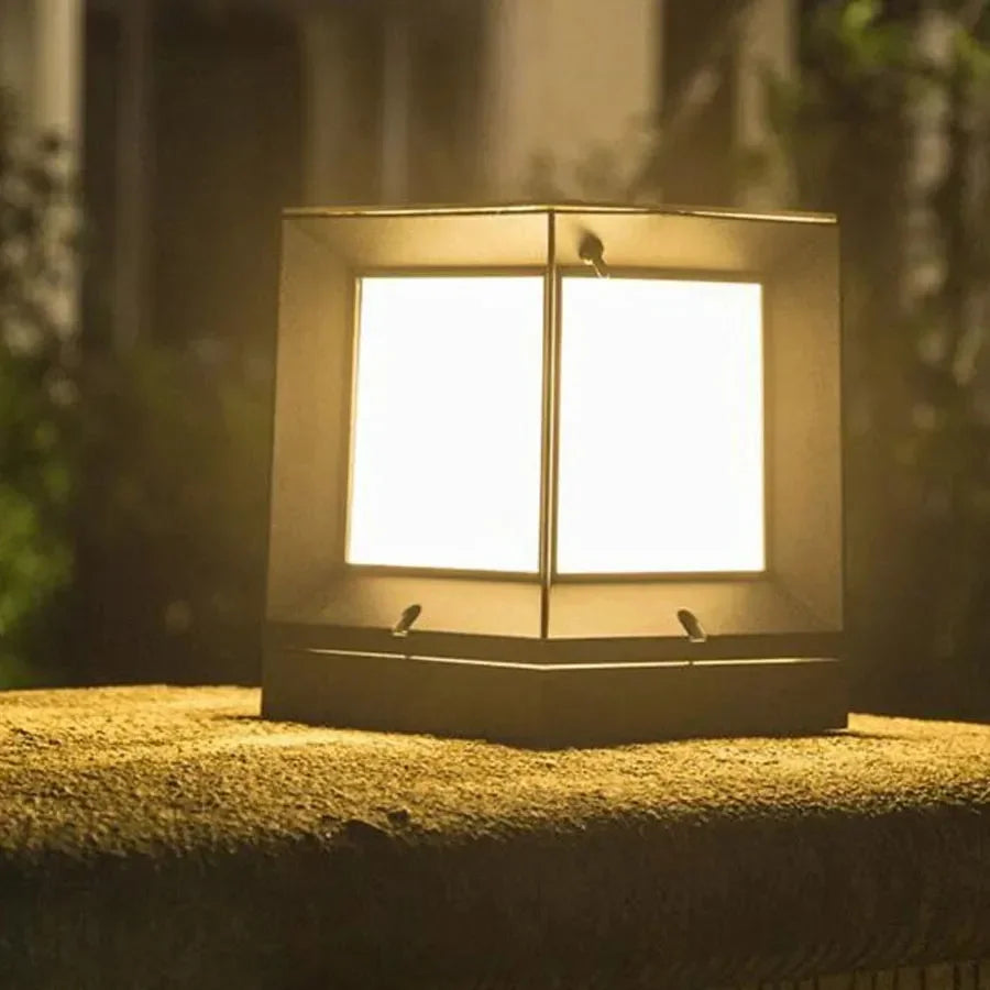 Modern Outdoor Lamp Sleek Aluminum Cube Light Fixture For Garden Terrace And Pathway Illumination