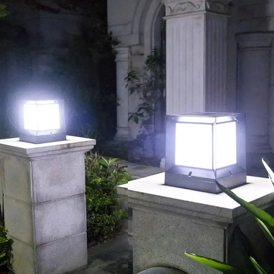 Modern Outdoor Lamp Sleek Aluminum Cube Light Fixture For Garden Terrace And Pathway Illumination