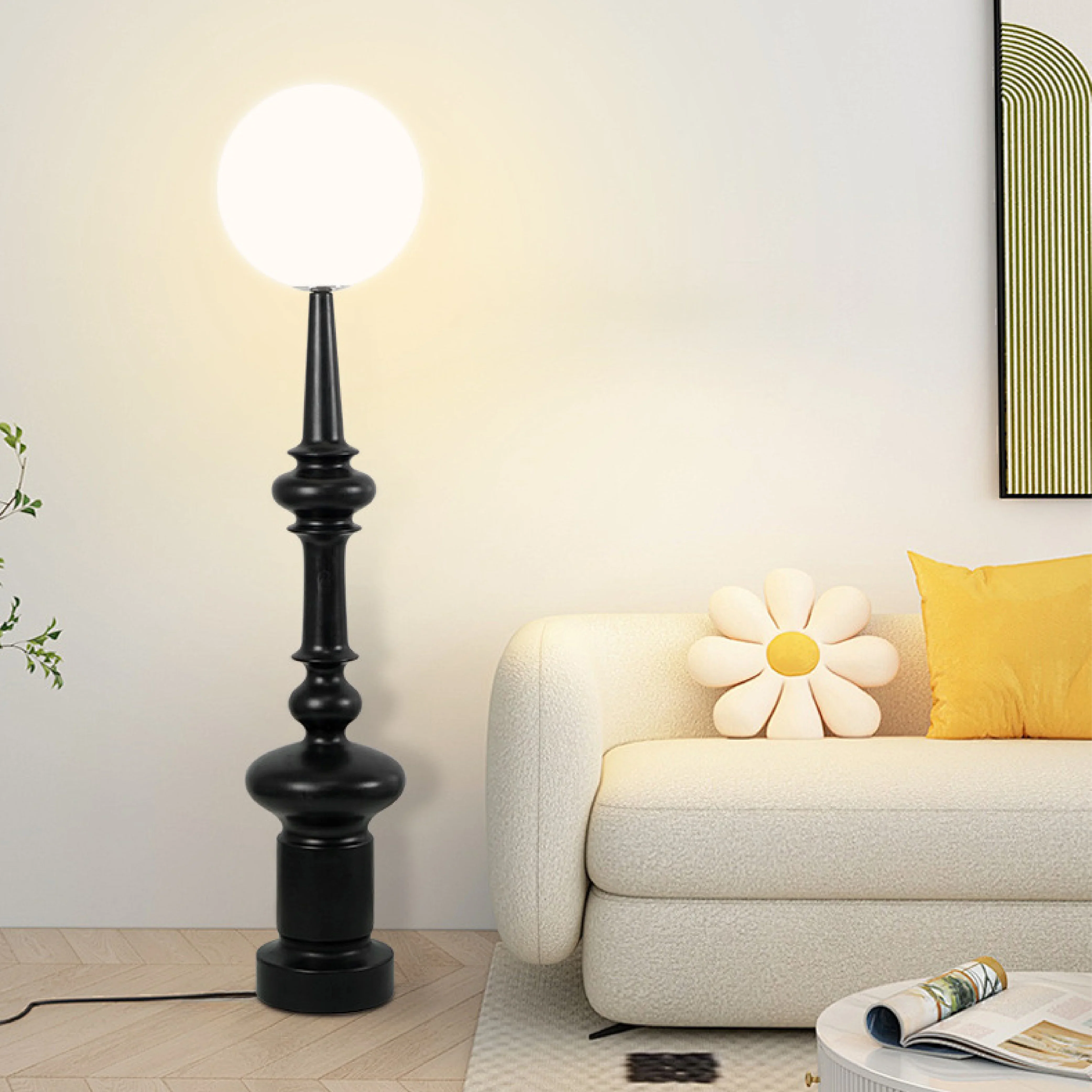 Aestheticor Modern Bauhaus Black Floor Lamp With Adjustable Height And Swivel Head