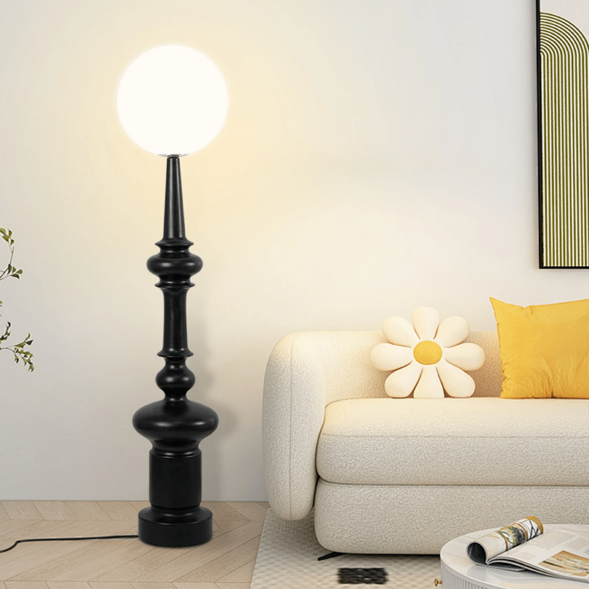 Aestheticor Modern Bauhaus Black Floor Lamp With Adjustable Height And Swivel Head - Martlaz