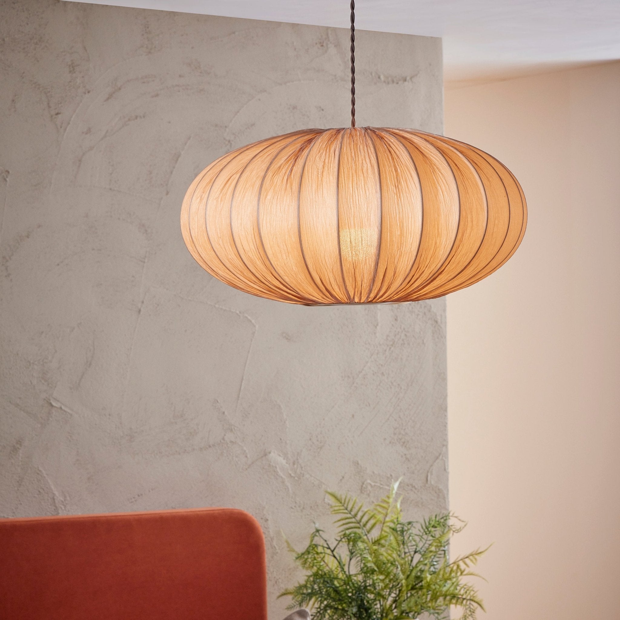 Stylish Akari Origami Ceiling Light Shade - Natural Fabric With Gold Finish