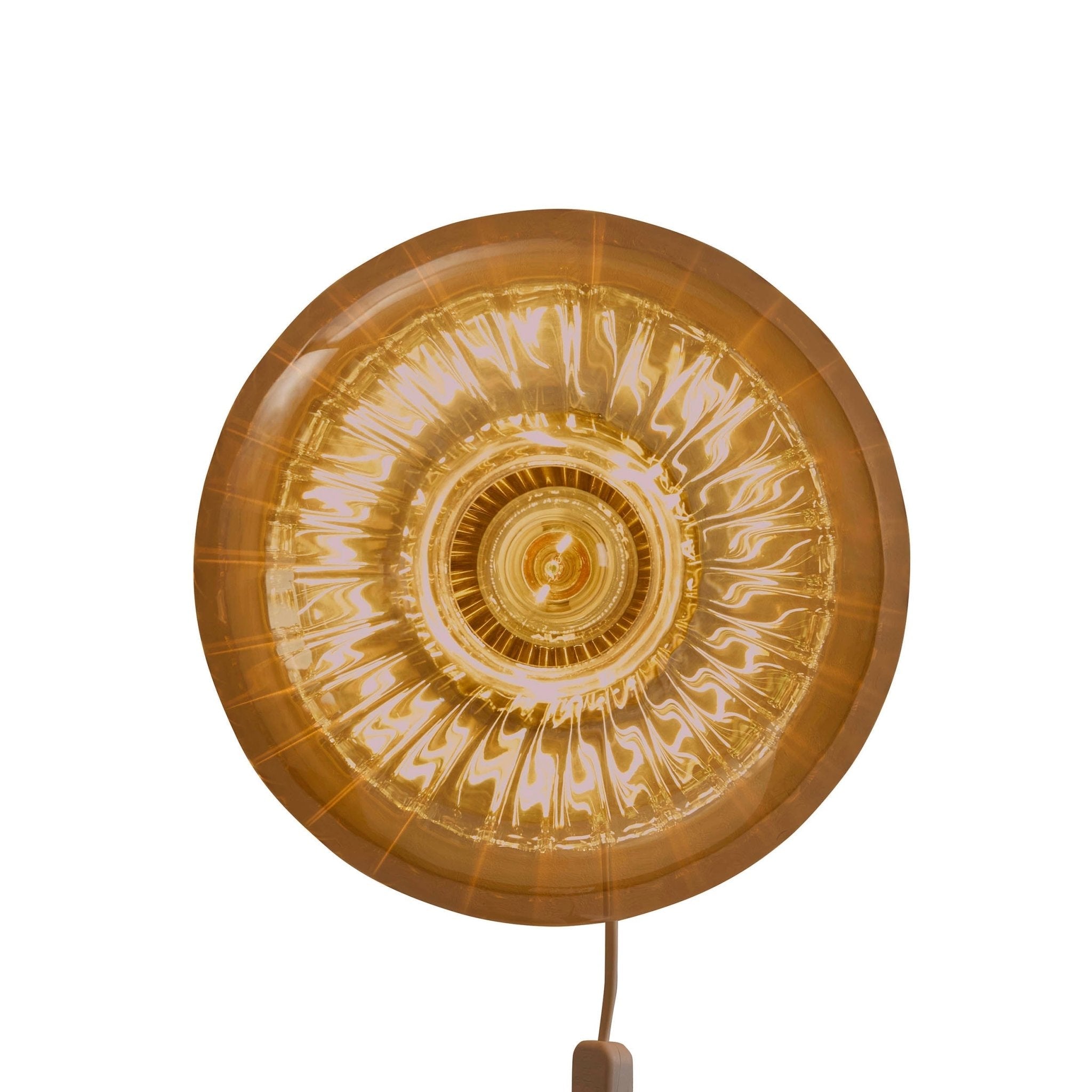Amber Glass Wall Light + Sculptural Design + Creates Halo Effect + Ideal For Hallways And Bedrooms