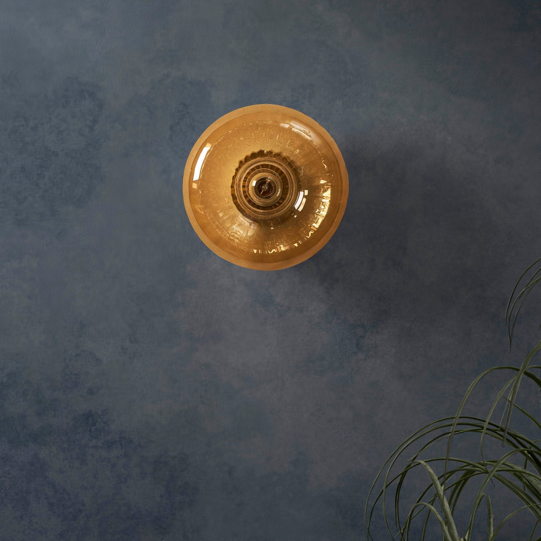 Amber Glass Wall Light + Sculptural Design + Creates Halo Effect + Ideal For Hallways And Bedrooms