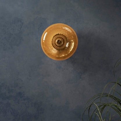 Amber Glass Wall Light + Sculptural Design + Creates Halo Effect + Ideal For Hallways And Bedrooms