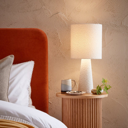 Boucle Table Lamp With Elegant Fabric Shade - Warm Ecru Lighting For Home