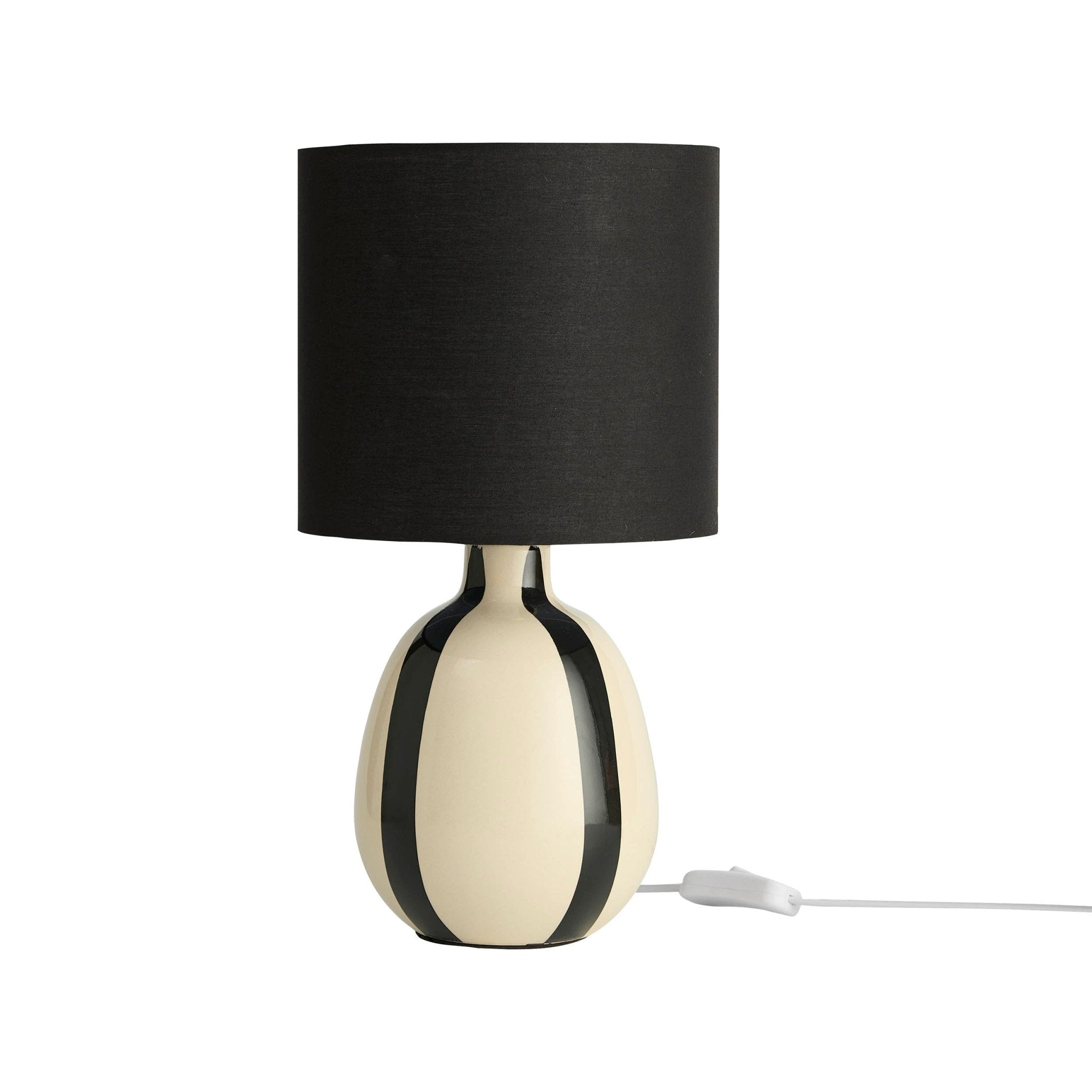 Retro Striped Table Lamp - Warm Ambient Light - Ceramic Black Cream - Home Office