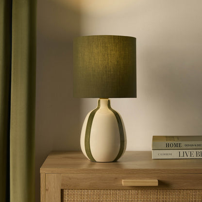 Cassie Striped Table Lamp - Cream/Green