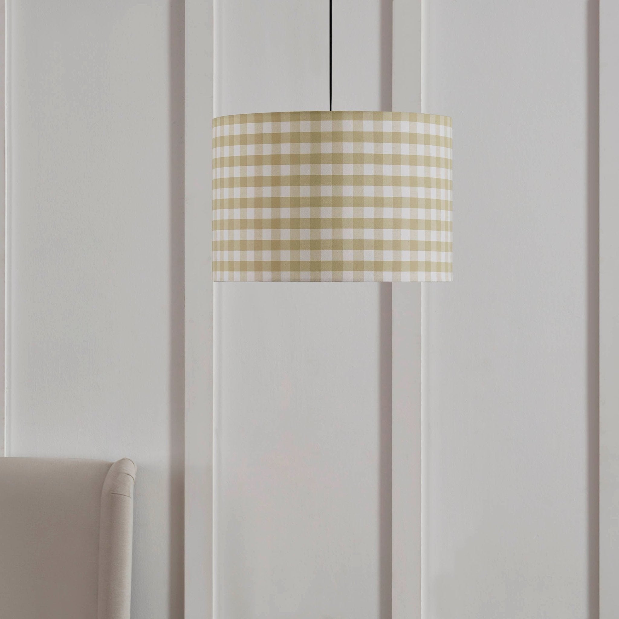 Gabriella Gingham Ceiling Shade - Natural - Martlaz