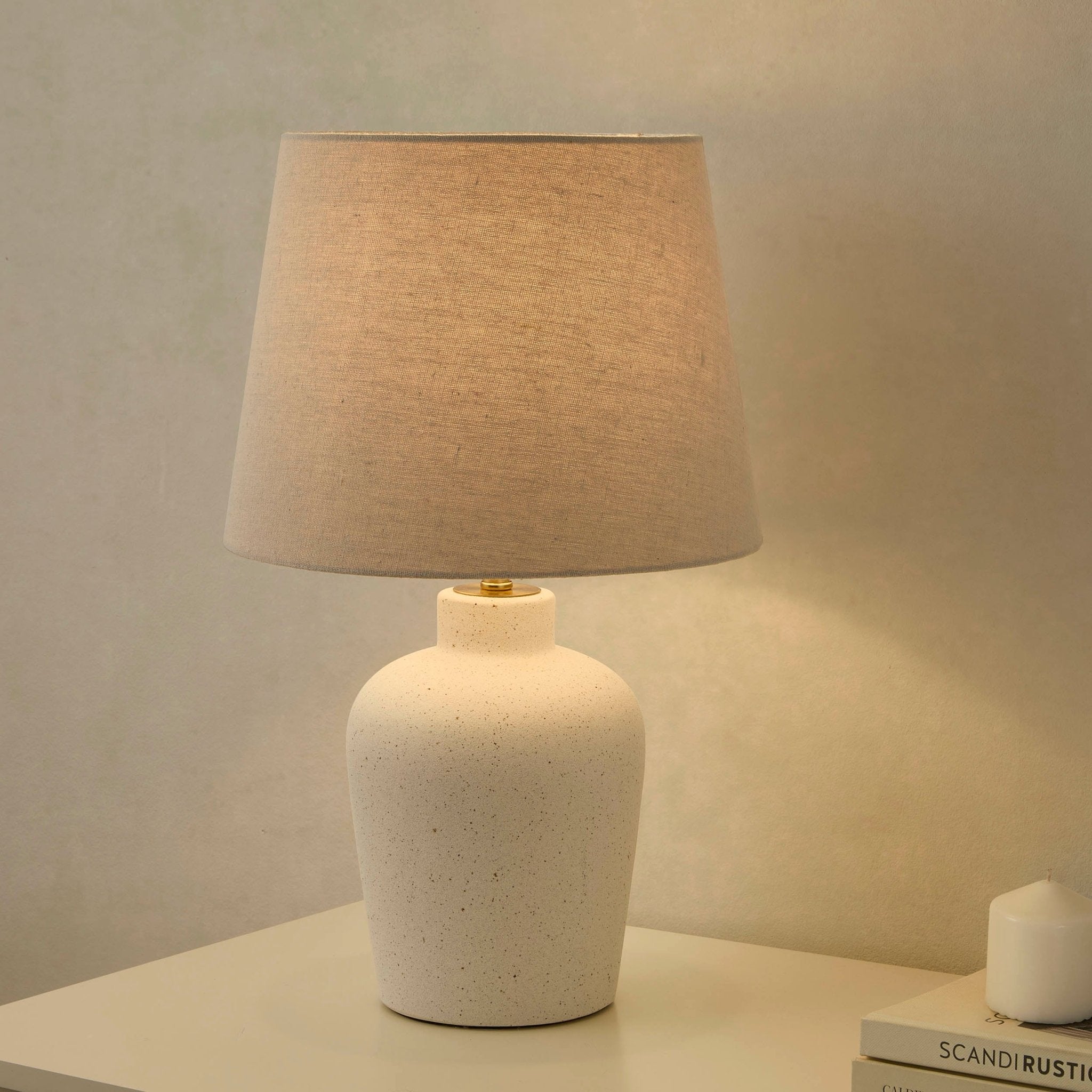 Mollie Ivory & Gold Ceramic Table Lamp - Ivory