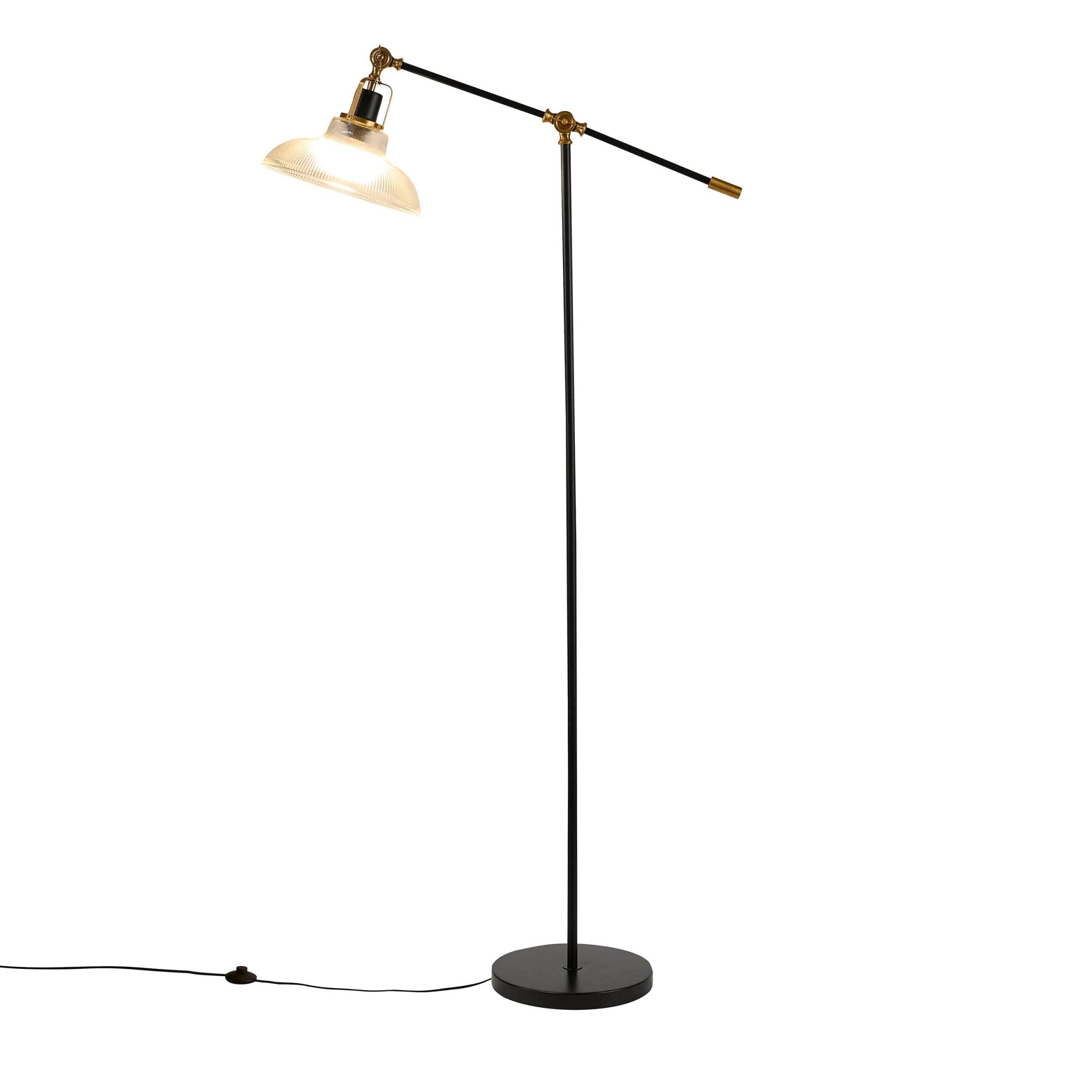 Rita Glass Shade Adjustable Floor Lamp - Black