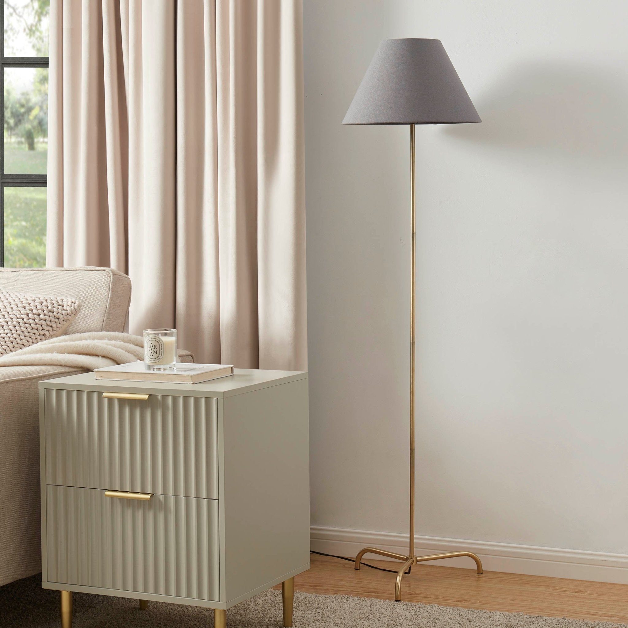 Sisu Minimalist Floor Lamp - Brass/Grey