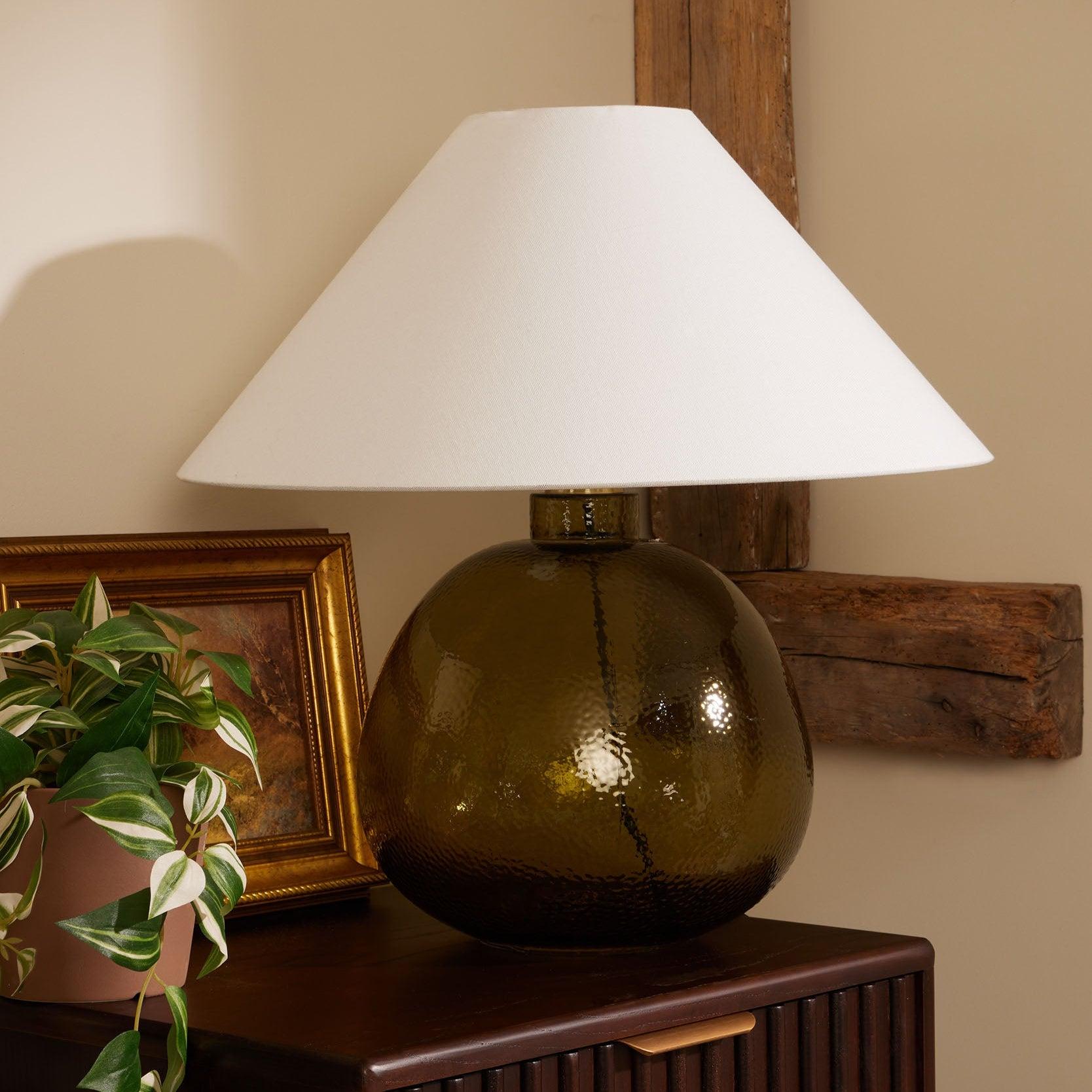 Verde Large Scale Glass Table Lamp - Green/Natural