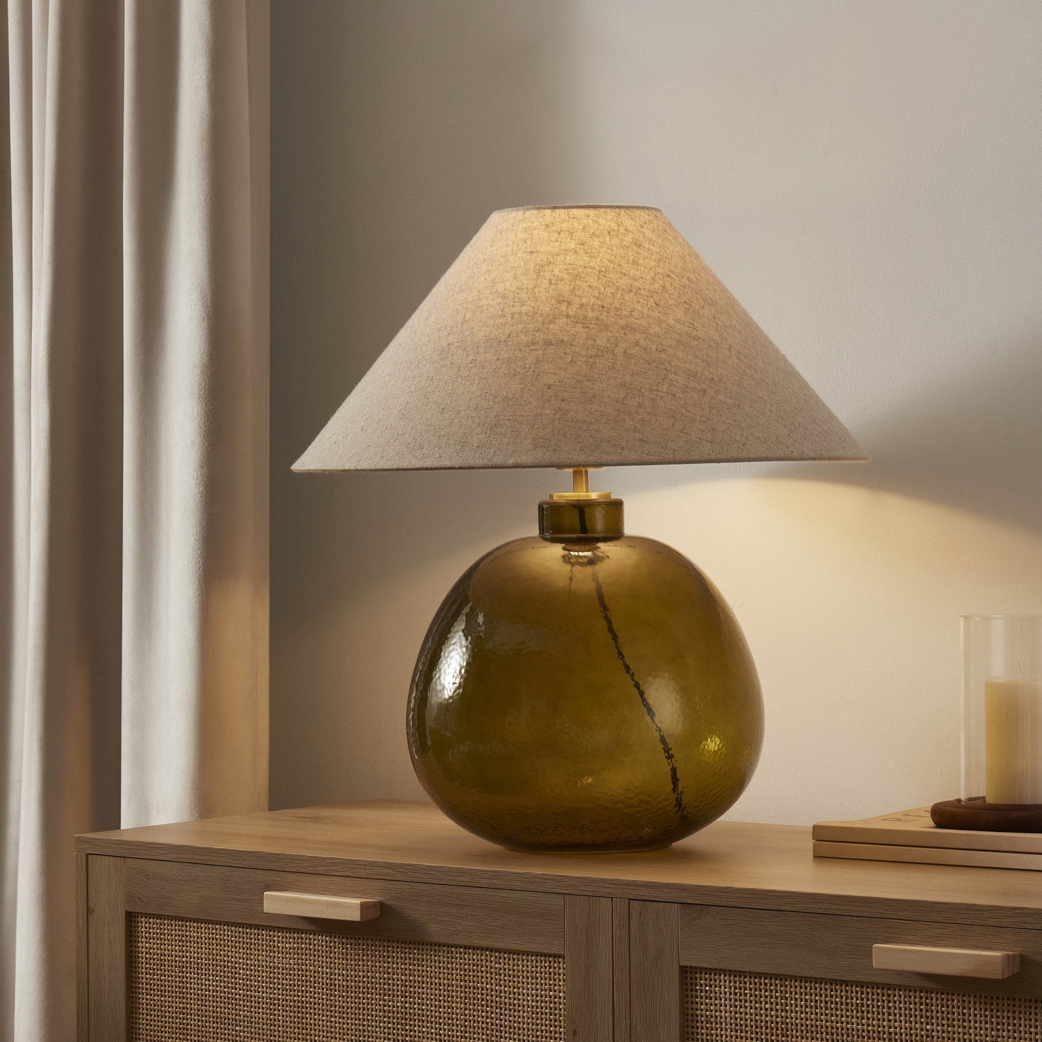 Verde Large Scale Glass Table Lamp - Green/Natural