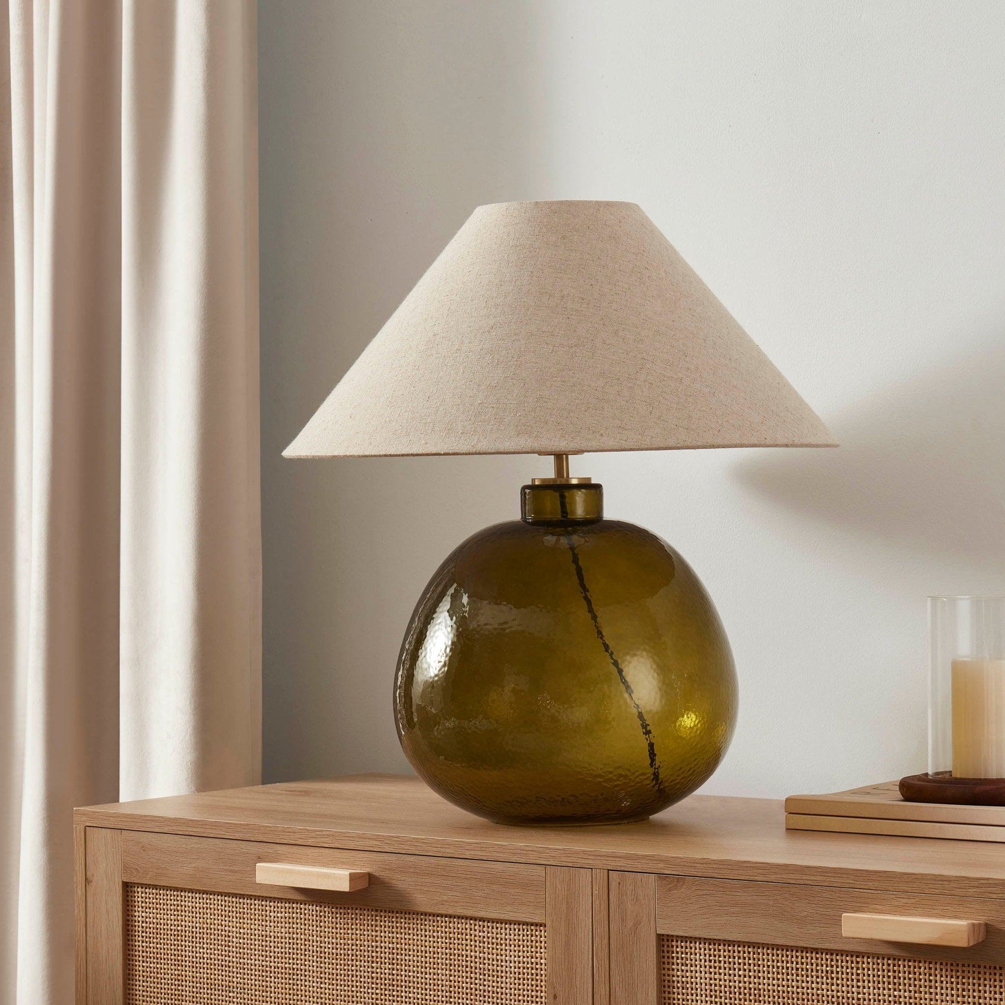 Verde Large Scale Glass Table Lamp - Green/Natural