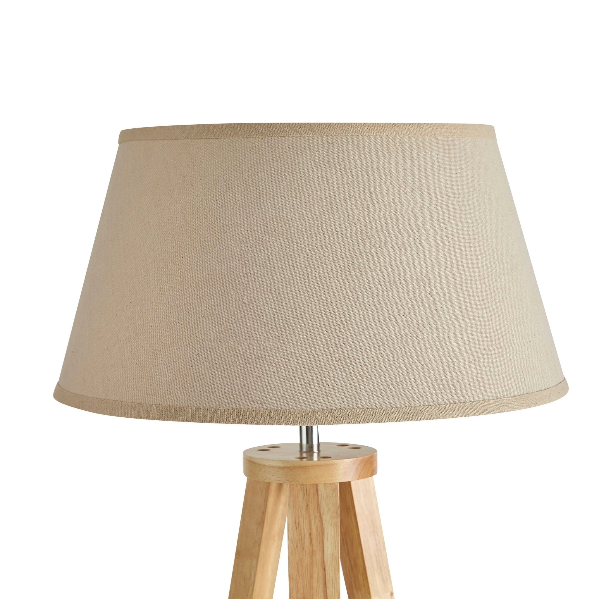 Wooden Tripod Floor Lamp Natural Style - Sturdy Design, White Shade