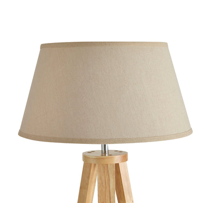 Wooden Tripod Floor Lamp Natural Style - Sturdy Design, White Shade